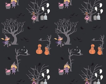 Spooky Schoolhouse Main Charcoal, by Melissa Mortenson for Riley Blake Designs, Sold By Half Yard, SC13200-CHARCOAL