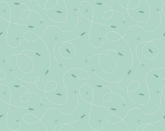Riptide Hunt Mint quilters cotton by the half yard by Citrus & Mint Designs collection Riptide for Riley Blake Fabrics C10305-MINT