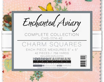 Enchanted Aviary by Duirwaigh Studios - Complete Collection Charm Squares by Robert Kaufman, 42 - 5" fabric squares CHS-1174-42