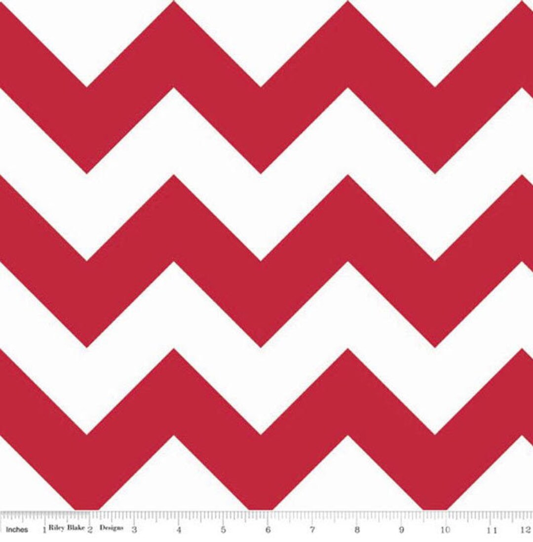 LARGE CHEVRON - Large Chevron in Red / White - Cotton Quilt Fabric