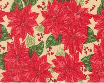 Holiday Cheer Natural 20971 11 Designed by Stacy Iest Hsu for Moda Fabrics -sold by the half yard, Vintage Poinsettia Florals