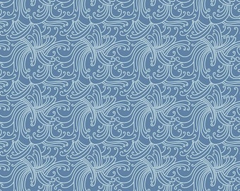 Riptide Gnarly Waves Denim Blue by Citrus & Mint Designs for Riley Blake Fabrics, 1/2 yd, a great blender fabric, C10302-DENIM