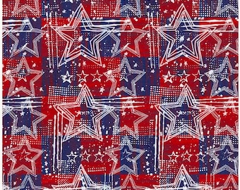 Spangled Stars Americana PWKP088 Patriotic Fabric by Katie Pasquini Masopust, Free Spirit Fabrics, 100% Cotton Fabric - sold by half yard