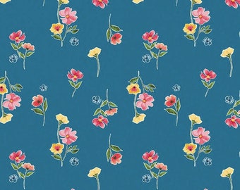 Glohaven Flowers  Blue Floral - Riley Blake Designs - Fabric by Lila Tueller for Riley Blake Designs, 1/2 yd, floral fabric - C9832-Blue