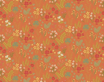 Indigo Garden Scattered Floral Orange by Heather Peterson for Riley Blake Designs - C11272-orange - 1/2 Yard Increments, Cut Continuously