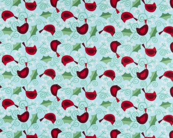 Very Merry Cardinals Teal from Very Merry by Kim Schaefer for Andover Fabrics - 100% Cotton Quilting Fabric, sold by the 1/2 yard, TP-9396-T
