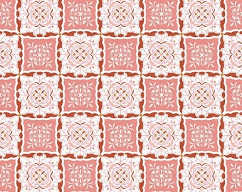 Tiles Coral of Heartsong by Gabrielle Neil Design of Riley Blake Designs, - 1/2 Yd cuts, 100% cotton,  C11303 Tiles Coral