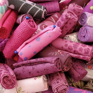 Purple, Red Violet, Fuschia, 6, 13, 20 or 30 Fabric Scraps,  9x10, 10x10, 9x11, fat 16ths, fat sixteenths