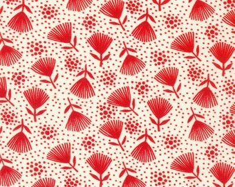 Daisy's Redwork by Debbie Beaves: Cotton Quilting Fabric by Flowerhouse for Robet Kaufman  FLH-21265-83 VINTAGE WHITE,  sold by half yard