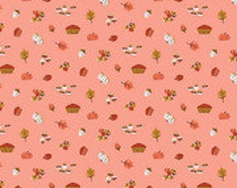 Maple Harvest Coral by Gabrielle Neil Design for Riley Blake Designs, 1/2 yd, script fabric - C12473-Coral