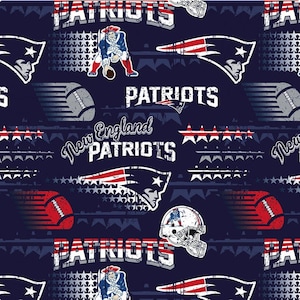 New England Patriots - Blue - 100% Cotton Fabric 14447-D - NFL Cotton Fabric 58 inches NFL-14447-D Made in USA Pats licensed