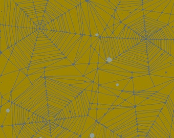 Fabric from the Basement Collection Color - Bane gold, Pattern - Web by Giucy Giuce, Andover Fabrics, Inc sold by Half Yard A-457-V