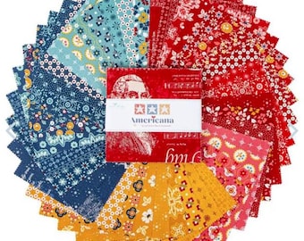 Americana 5" Stacker charm pack from the Americana collection by Lori Holt of Bee in my Bonnet for Riley Blake - 42 prints/stack 5-16080-42