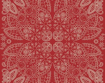 Cowboys Bandana C15493 Barn Red - Riley Blake Designs - Western Paisley Squares, sold by the HALF YARD