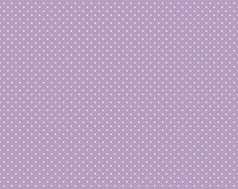 White Swiss Dot on Lavender background, a blender fabric from Riley Blake Designs, C670-125 LAVENDER sold by the Half Yard
