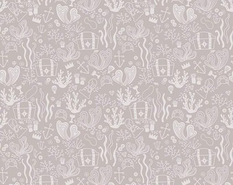 Hoist the Sails Treasure Gray by Rachel Erickson of Citrus & Mint Designs for Riley Blake Designs  1/2 Yd cuts, 100% cotton, C12982Gray