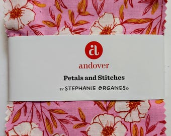 Petals and Stitches by Stephanie Organes, 42-piece 5" Charm Pack - Andover Fabrics. 100% Cotton, 1S-PETALS-X