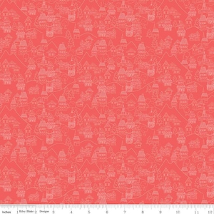 Fable Village Coral by Jill Finley for Riley Blake Designs, 1/2 yd, floral fabric - C12713-CORAL