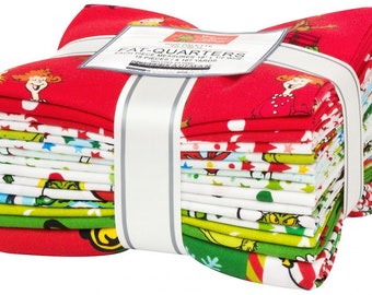 Dr. Seuss How The Grinch Stole Christmas, 15 pcs fat quarter bundle # FQ-1780-15 for Robert Kaufman, 2020, palette includes 2/3 panel