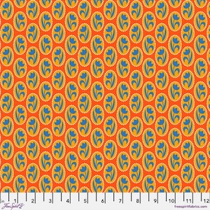 Cameo - Orange - Flower Dance by Jane Sassaman for Free Spirit Fabrics, Cotton quilting fabric, 100% Quilters Cotton PWJS161.ORANGE