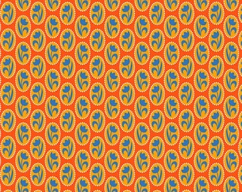 Cameo - Orange - Flower Dance by Jane Sassaman for Free Spirit Fabrics, Cotton quilting fabric, 100% Quilters Cotton PWJS161.ORANGE