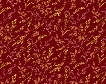 Lady Tulip by Edyta Sitar for Laundry Basket, Color - Persian Plum, Pattern - Rustic Branch, 1/2 yd, 100% Cotton by Andover Fabrics, A-190-R