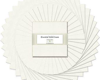 Essential Solid Cream 5" Squares charm pack by Wilmington Fabrics - 42 prints in stacker, 502 14 502