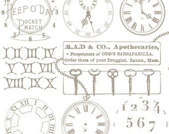 Mad Masquerade - Watch Out Gray by J. Wecker-Frisch from Riley Blake Designs, 100% Quilt Cotton - Alice in Wonderland Pocket Watches C11956