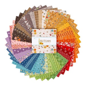 Autumn 5&quot; Stacker by Lori Holt of Bee in my Bonnet for Riley Blake - 42 5-inch Squares Charm Pack, 5-14650-42