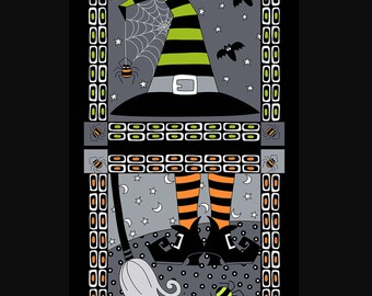 Cauldron Gray Witch Panel from Hocus Pocus by Kim Schaefer for Andover Fabrics, A-208-C,  24" by 44"