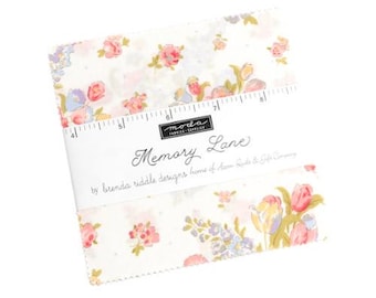 Memory Lane Charm Pack 18780PP by Brenda Riddle Designs for Moda Fabrics -5" x 5", 42 pieces, floral fabrics