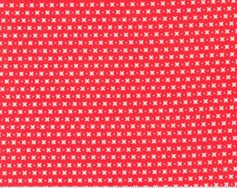 Sincerely Yours Geranium 37613 13 Moda by Sherri & Chelsi for Moda Fabrics -sold by half yard, Criss Cross Geometric Blender red and white
