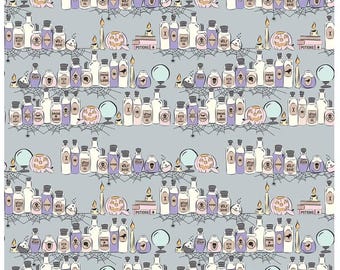 Spooky Schoolhouse Potions Class Silver, 100% Cotton, by Melissa Mortenson for Riley Blake Designs, Sold By Half Yard, C13201-Silver