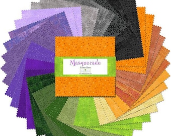 Masquerade - 5 Karat Gems - 5" Squares charm pack by Wilmington Fabrics - 42 prints, Halloween, Fall tone on tone fabrics, 507 169 507