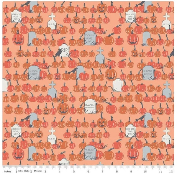 Spooky Hollow Pumpkin Field Orange From Riley Blake Designs -100% cotton fabric, sold by 1/2 yd, C10575-ORANGE