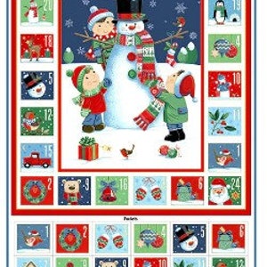 Santas Christmas - Snowman Advent Calendar Multi Panel Color: Multi, 100% Cotton  TP-2589-1 (approximately 22" x 44")