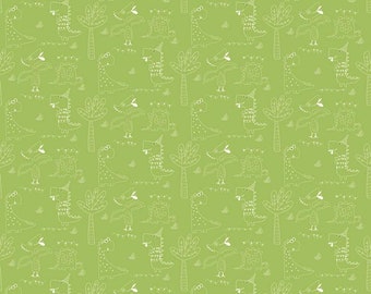 Eat Your Veggies! Dinosaurs Greenby Sandy Gervais for Riley Blake Fabrics, 1/2 yd, a great blender fabric, C11111-Green