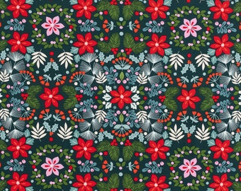 Joy in Victorian Green Christmas fabric by Alexander Henry 8964B, sold by the half yard