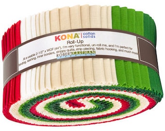 Christmas Holiday Palette Kona Solids - Robert Kaufman -  2-1/2" Cotton Strips - Roll Up - 40 pcs/Bundle RU-780-40