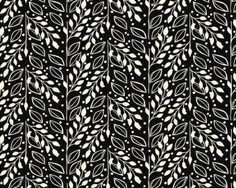 Bird Humbug for Andover, Color Midnight, Pattern: Foliage, sold by the half yd, A-177-K