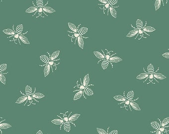 Coastal Green Bees from the French Bee Collection by Renee Nanneman of Neel'L Love for Andover Fabrics - A-9084-G3 - sold by the half yard