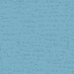 May include: A blue background with handwritten mathematical equations and formulas. The equations include symbols, numbers, and letters. The background is a light blue color.