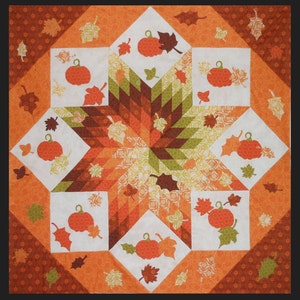 Fall Frenzy Quilt Pattern pdf downloads pumpkins fall leaves lone star pattern