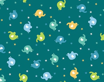 In the Jungle by Makower, color - blue, pattern - Ellie Scatter, 100% Cotton Quilting Fabric, sold by the 1/2 yard, TP-2603-B