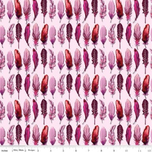 Poppies & Plumes Feathers Pink by Lila Tueller for Riley Blake Fabric, sold by 1/2 yard, C14294-Pink