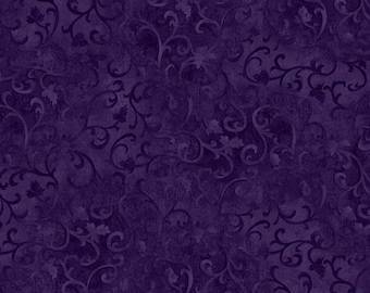 Eggplant Scroll, Tonal Purple, Accent Fabric, Wilmington Prints Essentials by Wilmington Fabrics -sold by the half yard 89025-699