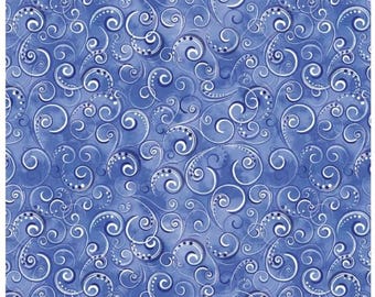 Pearl Splendor Royal Blue Fabric Yardage, Benartex, Cotton Quilting Fabric, Abstract Fabric, Sold by the 1/2 Yard, Royal Blue 12707P - 52