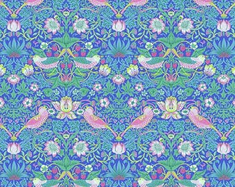 Strawberry Thief - Blue - Kaffe Fassett x The Original Morris & Co., PWKW013.BLUE , 100% Cotton, sold by 1/2 yard