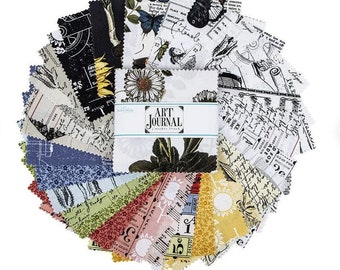 Art Journal 5" Stacker charm pack Bundles - by J. Wecker Frisch for Riley Blake Designs  - 42 pieces in stacker 5-13030-42