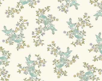 Teal Nesting from the Abloom Collection By Renee Nanneman of Neel'L Love for Andover Fabrics - A-863-T - sold by the half yard